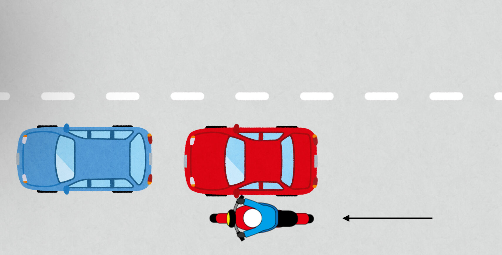 原付バイクですり抜ける際の事故状況説明図